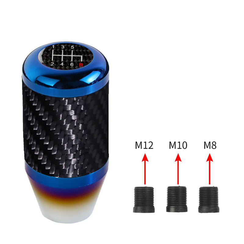 Brand New Universal 6 Speed Car Gear Manuel Stick Real Carbon Fiber / Burnt Blue Shift Knob M8 M10 M12