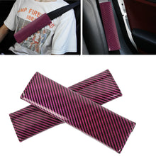 Load image into Gallery viewer, Brand New Universal 2PCS Hot Pink Carbon Fiber Look Car Seat Belt Covers Shoulder Pad