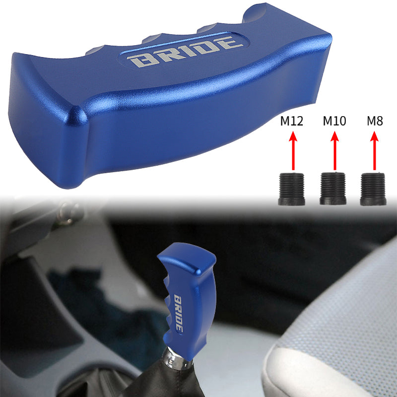 Brand New Bride Universal Blue Aluminum Slotted Pistol Grip Handle Manual Gear Shift Knob Shifter M8 M10 M12