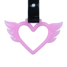 Load image into Gallery viewer, Brand New Angel Wing Heart Pink Glow In The Dark JDM TSURIKAWA Ring Subway Train Bus Handle Black Strap Charm Drift