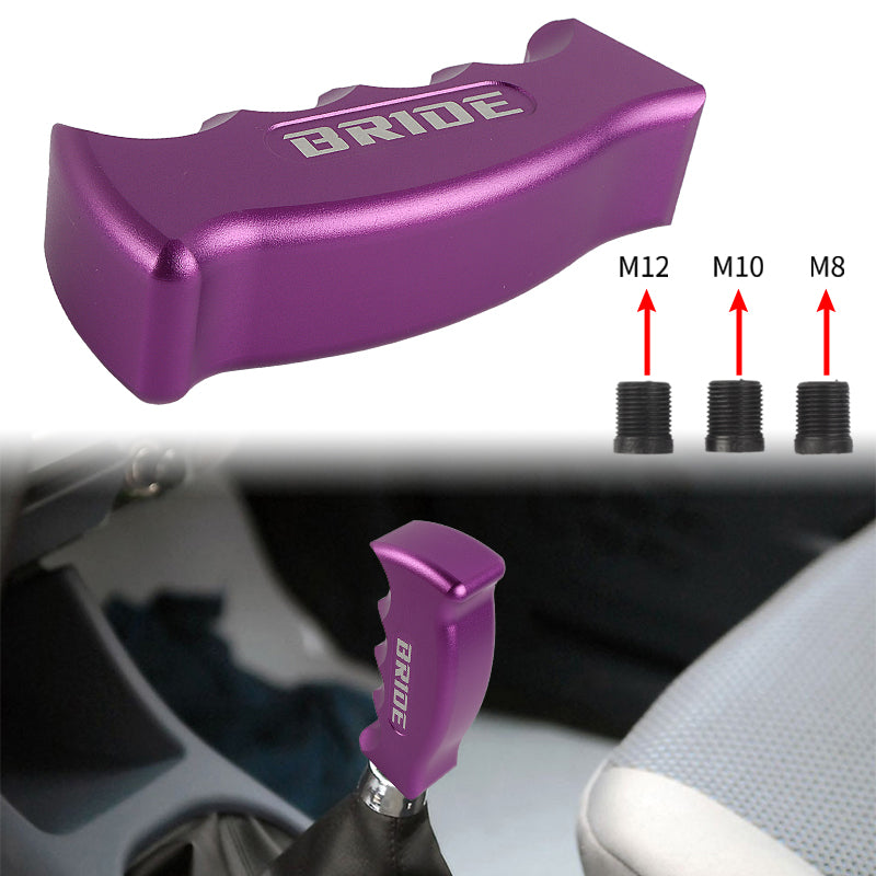 Brand New Bride Universal Purple Aluminum Slotted Pistol Grip Handle Manual Gear Shift Knob Shifter M8 M10 M12