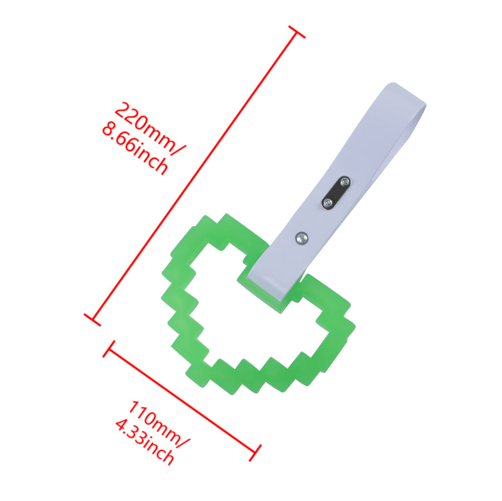 Brand New Minecraft Heart Green (Glows in the Dark) JDM TSURIKAWA Ring Subway Train Bus White Handle Strap Charm Drift