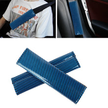 Load image into Gallery viewer, Brand New Universal 2PCS Blue Carbon Fiber Look Car Seat Belt Covers Shoulder Pad