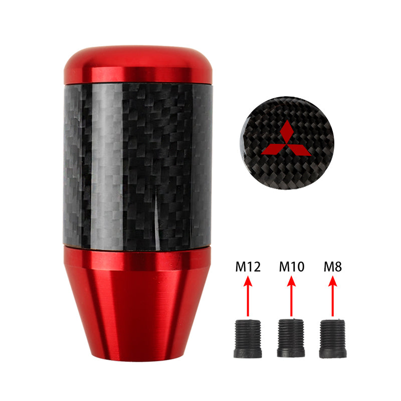 Brand New Universal Mitsubishi Red Real Carbon Fiber Racing Gear Stick Shift Knob For MT Manual M12 M10 M8