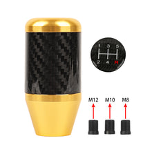 Load image into Gallery viewer, Brand New Universal 5 SPEED Gold Real Carbon Fiber Racing Gear Stick Shift Knob For MT Manual M12 M10 M8