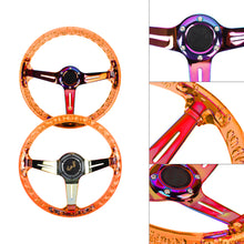 Load image into Gallery viewer, Brand New Universal 6-Hole 350mm Deep Dish Vip Orange Crystal Bubble Neo Spoke Steering Wheel