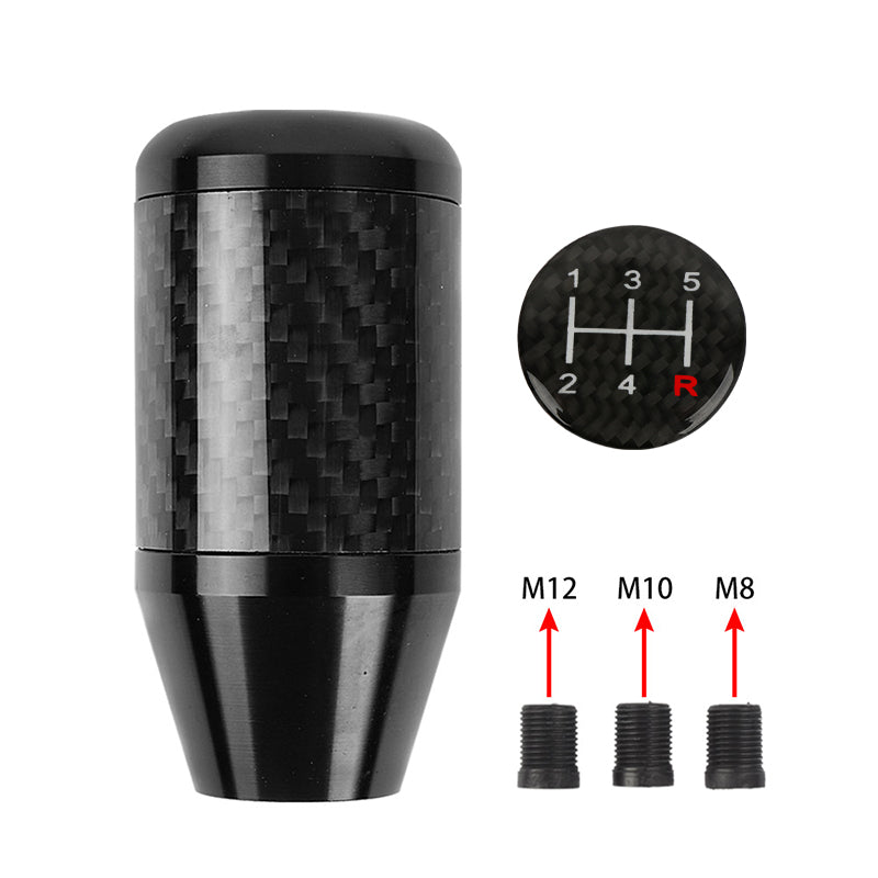 Brand New Universal 5 SPEED Black Real Carbon Fiber Racing Gear Stick Shift Knob For MT Manual M12 M10 M8