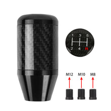 Load image into Gallery viewer, Brand New Universal 5 SPEED Black Real Carbon Fiber Racing Gear Stick Shift Knob For MT Manual M12 M10 M8