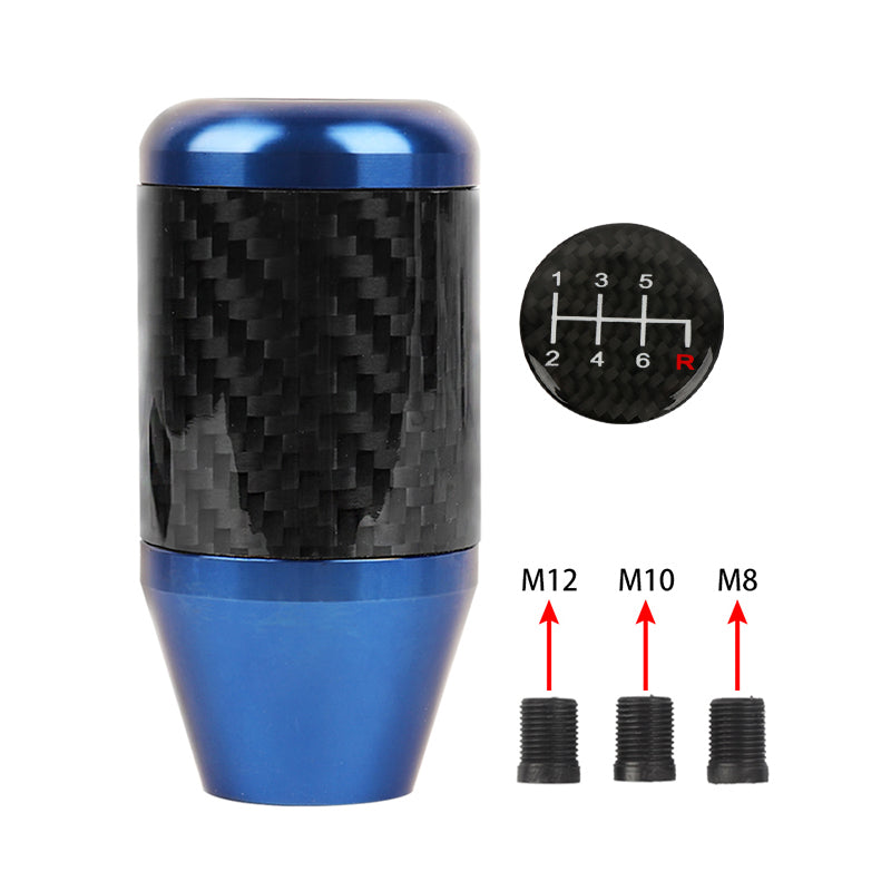 Brand New Universal 6 SPEED Blue Real Carbon Fiber Racing Gear Stick Shift Knob For MT Manual M12 M10 M8