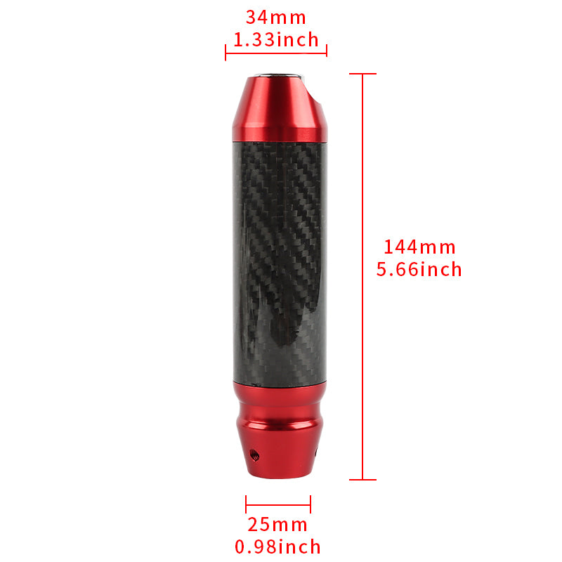 Brand New Universal Real Carbon Fiber Red Aluminum Automatic Transmission Racing Gear Shift Knob