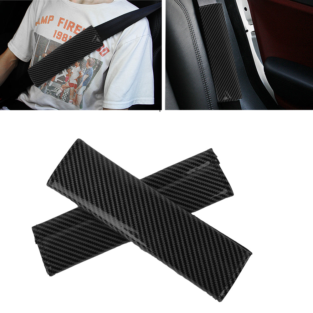 Brand New Universal 2PCS Black Carbon Fiber Look Car Seat Belt Covers Shoulder Pad