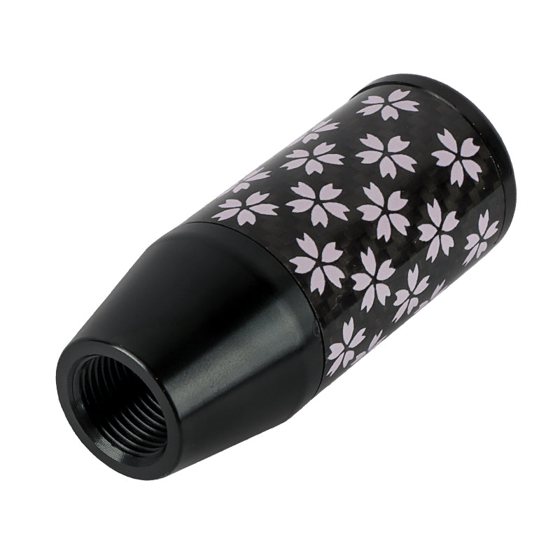 Brand New 9CM Universal Sakura Flower Black Carbon Fiber Manual Gear Stick Shift Knob Lever Shifter M12 M10 M8