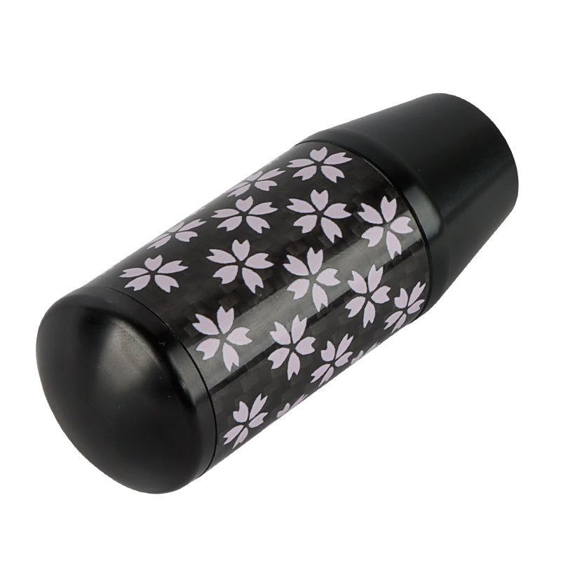 Brand New 9CM Universal Sakura Flower Black Carbon Fiber Manual Gear Stick Shift Knob Lever Shifter M12 M10 M8