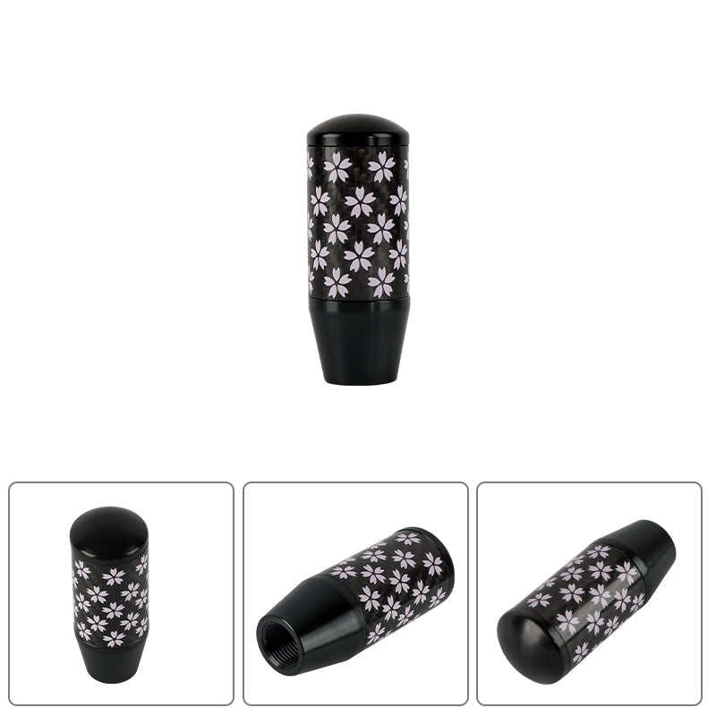 Brand New 9CM Universal Sakura Flower Black Carbon Fiber Manual Gear Stick Shift Knob Lever Shifter M12 M10 M8