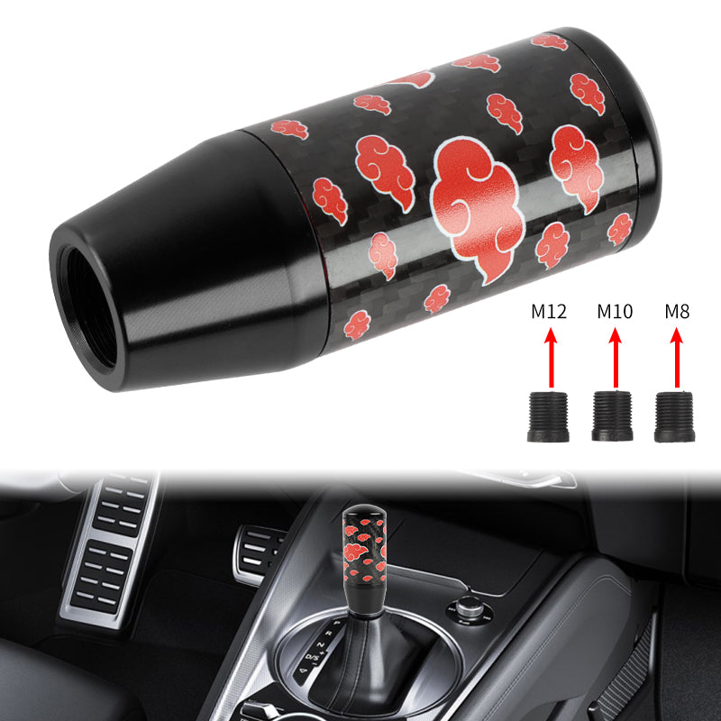 Brand New 9CM Universal Naruto Akatsuki Cloud Black Carbon Fiber Manual Gear Stick Shift Knob Lever Shifter M12 M10 M8