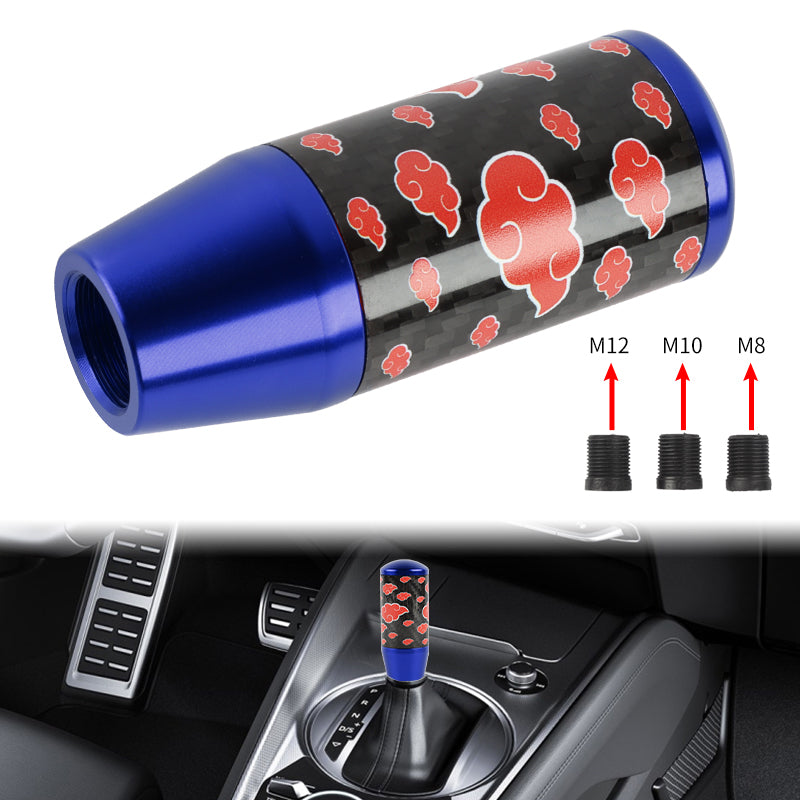 Brand New 9CM Universal Naruto Akatsuki Cloud Blue Carbon Fiber Manual Gear Stick Shift Knob Lever Shifter M12 M10 M8