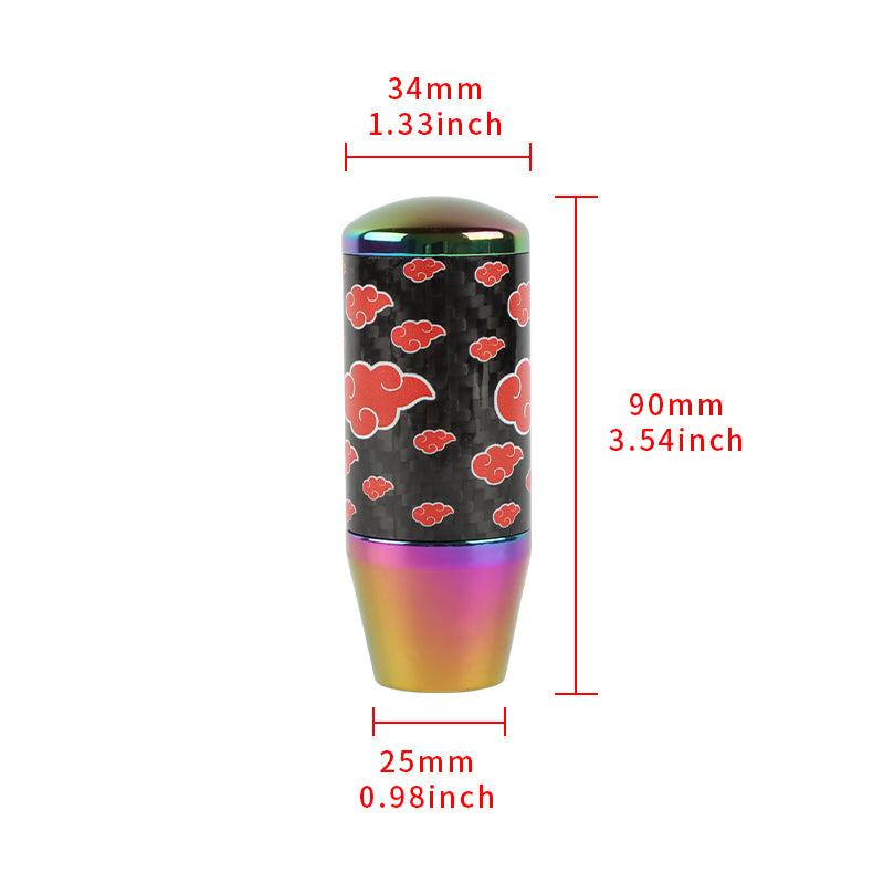 Brand New 9CM Universal Naruto Akatsuki Cloud Neo Chrome Carbon Fiber Manual Gear Stick Shift Knob Lever Shifter M12 M10 M8