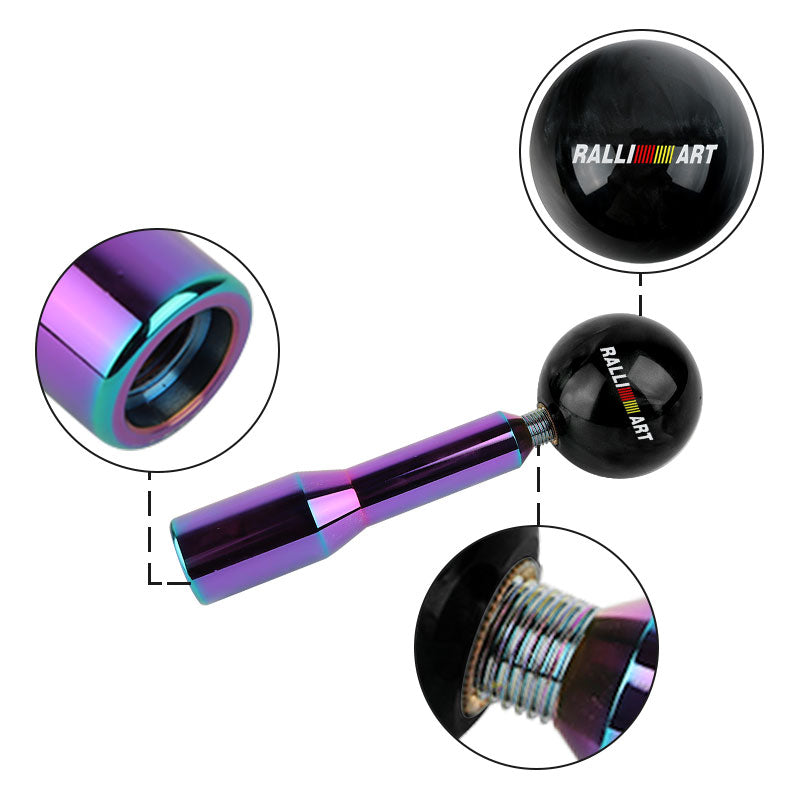 Brand New Universal Ralliart Pearl Black Ball Manual Gear Stick Shift Knob M8 M10 M12 & Neo Chrome Shifter Extender Extension