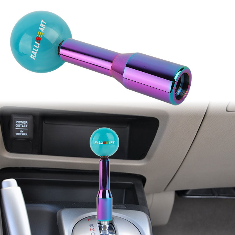 Brand New Universal Ralliart Pearl Teal Ball Manual Gear Stick Shift Knob M8 M10 M12 & Neo Chrome Shifter Extender Extension