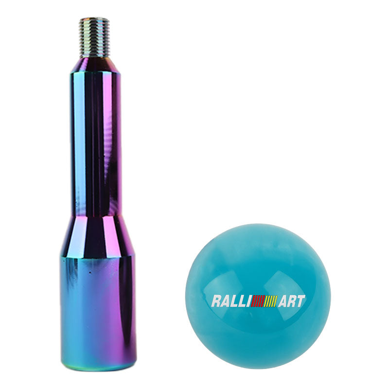 Brand New Universal Ralliart Pearl Teal Ball Manual Gear Stick Shift Knob M8 M10 M12 & Neo Chrome Shifter Extender Extension