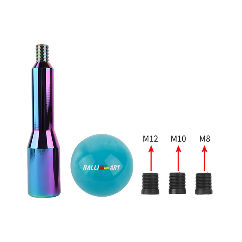 Brand New Universal Ralliart Pearl Teal Ball Manual Gear Stick Shift Knob M8 M10 M12 & Neo Chrome Shifter Extender Extension