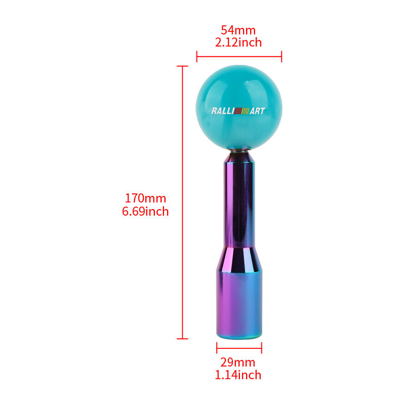 Brand New Universal Ralliart Pearl Teal Ball Manual Gear Stick Shift Knob M8 M10 M12 & Neo Chrome Shifter Extender Extension