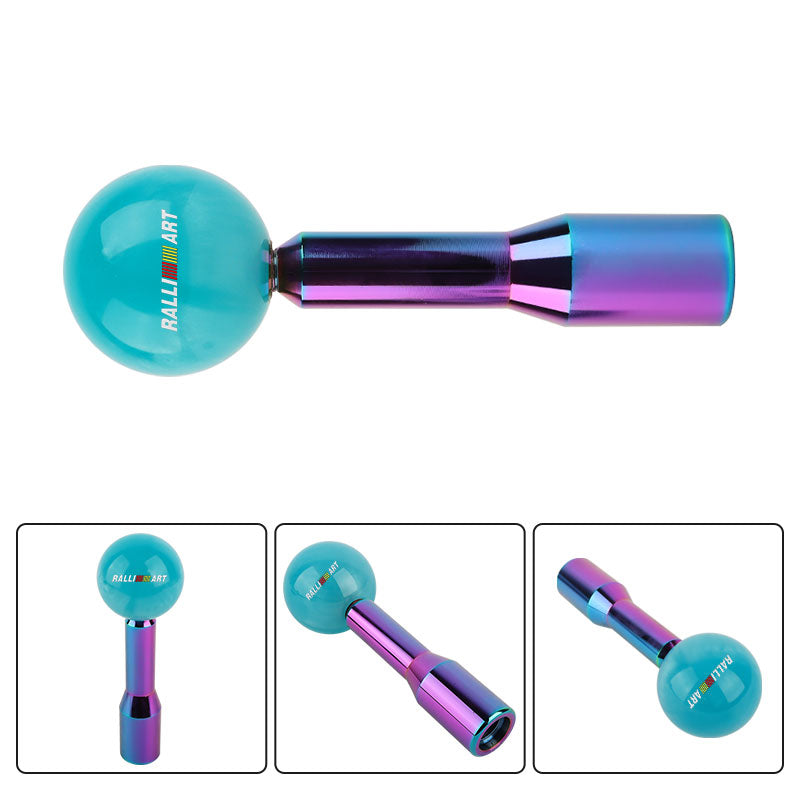 Brand New Universal Ralliart Pearl Teal Ball Manual Gear Stick Shift Knob M8 M10 M12 & Neo Chrome Shifter Extender Extension