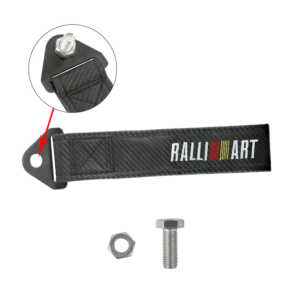 Brand New Ralliart Carbon Fiber High Strength Tow Towing Strap Hook For  Front / REAR BUMPER JDM
