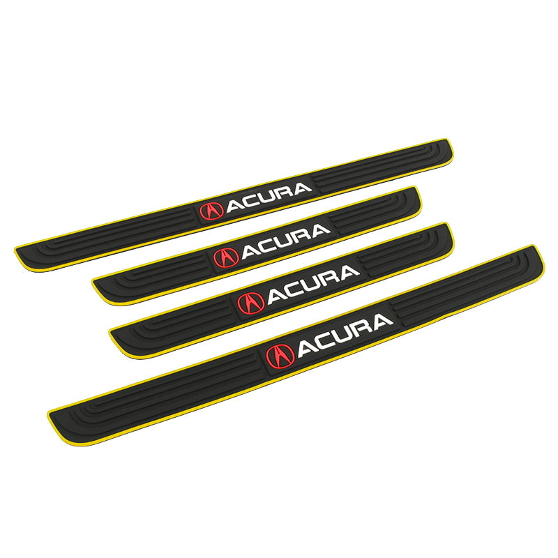 Brand New 4PCS Universal Acura Yellow Rubber Car Door Scuff Sill Cover Panel Step Protector