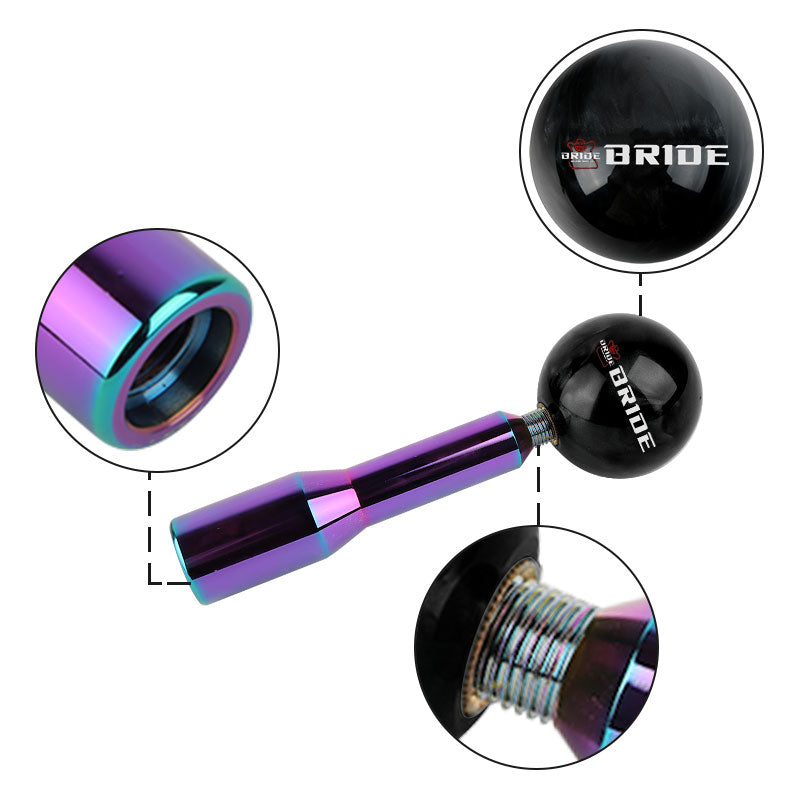 Brand New Universal Bride Pearl Black Ball Manual Gear Stick Shift Knob M8 M10 M12 & Neo Chrome Shifter Extender Extension