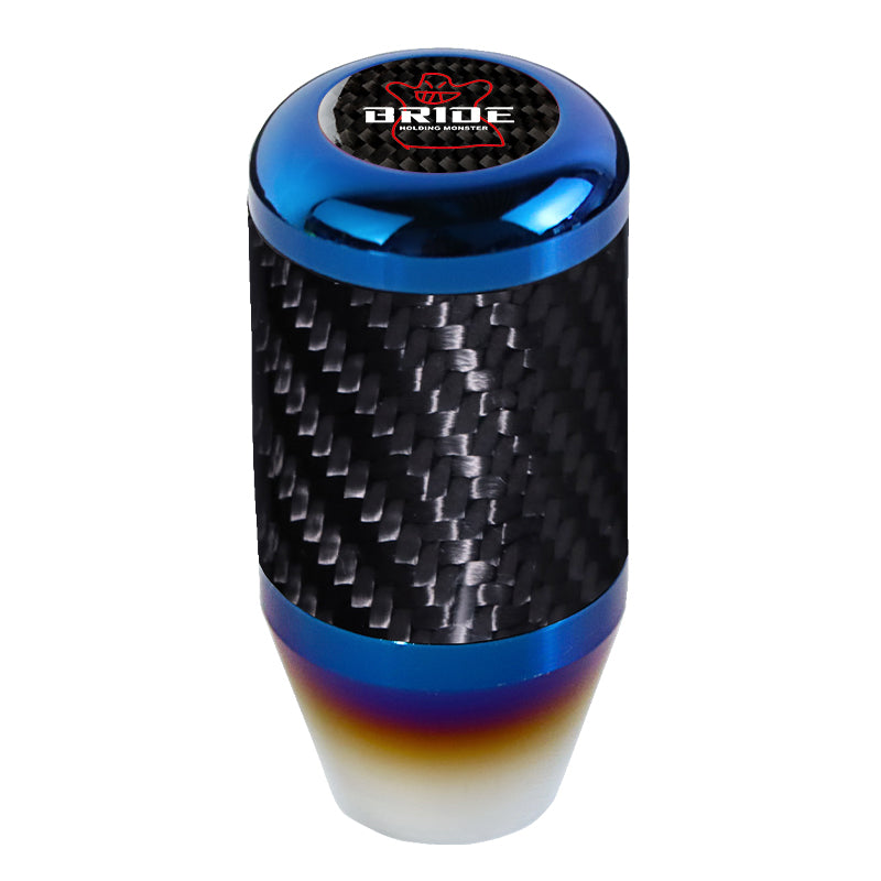 Brand New Universal Bride Car Gear Manuel Stick Real Carbon Fiber / Burnt Blue Shift Knob M8 M10 M12