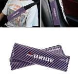 Brand New Universal 2PCS BRIDE Purple Carbon Fiber Look Car Seat Belt Covers Shoulder Pad