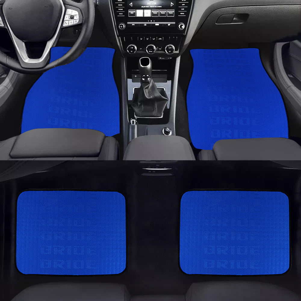 Brand New 4PCS UNIVERSAL BRIDE BLUE Racing Fabric Car Floor Mats Interior Carpets