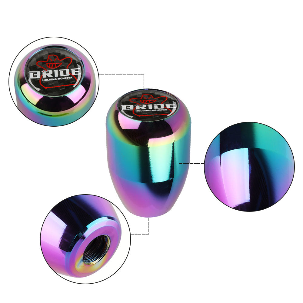 Brand New JDM Bride Universal Real Carbon Fiber Sticker Aluminum Manual Gear Stick Neo Chrome Shift Knob Shifter M8 M10 M12