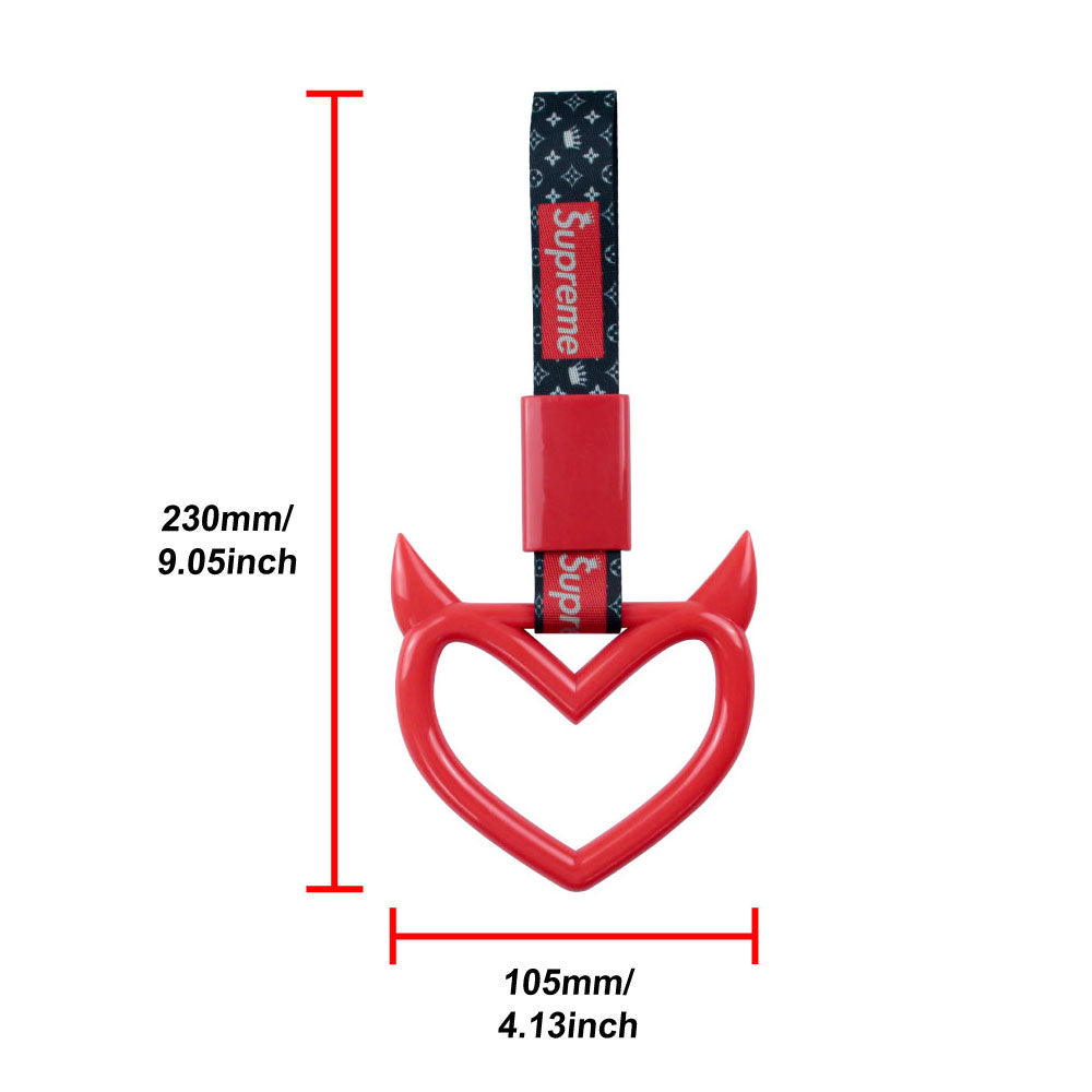 Brand New Supreme Devil Heart Shaped Red JDM TSURIKAWA Subway Bus Handle Strap Charm Drift