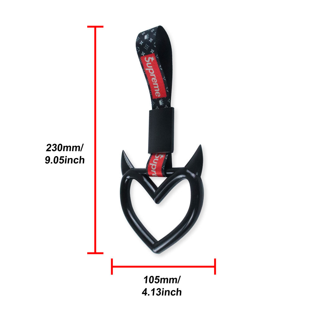 Brand New Supreme Devil Heart Shaped Black JDM TSURIKAWA Subway Bus Handle Strap Charm Drift