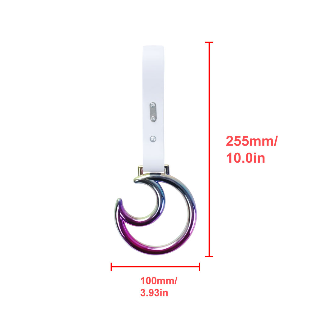 Brand New Moon Neo Chrome JDM TSURIKAWA Ring Subway Train Bus White Handle Strap Charm Drift