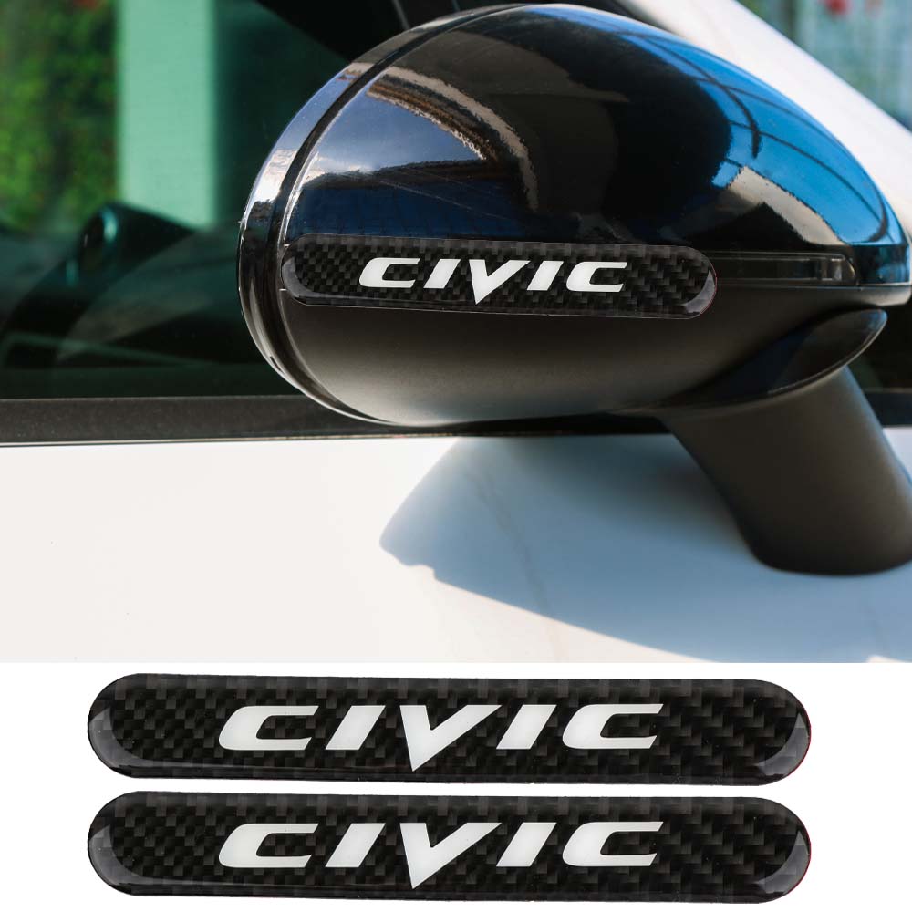 Brand New 2PCS CIVIC Real Carbon Fiber Black Car Trunk Side Fenders Door Badge Scratch Guard Sticker