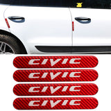 Brand New 4PCS CIVIC Real Carbon Fiber Red Car Trunk Side Fenders Door Badge Scratch Guard Sticker