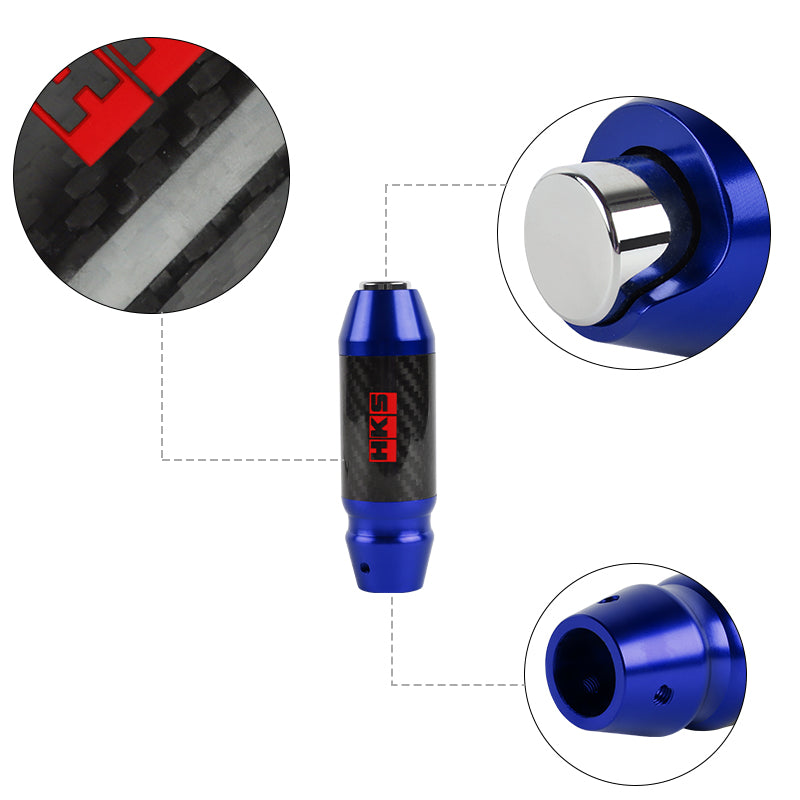 Brand New HKS Universal Real Carbon Fiber Blue Aluminum Automatic Transmission Racing Gear Shift Knob