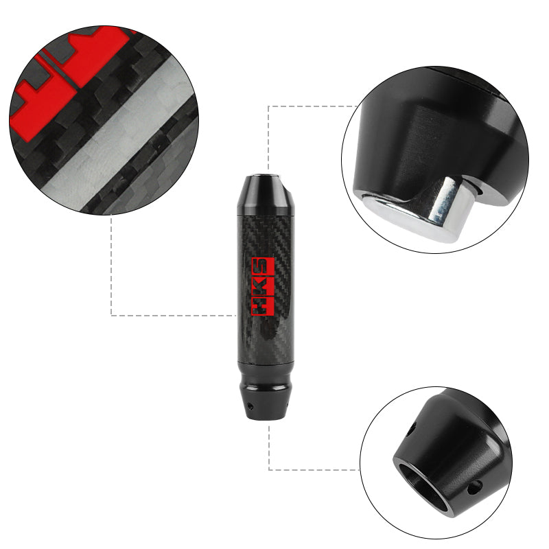 Brand New HKS Universal Real Carbon Fiber Black Aluminum Automatic Transmission Racing Gear Shift Knob