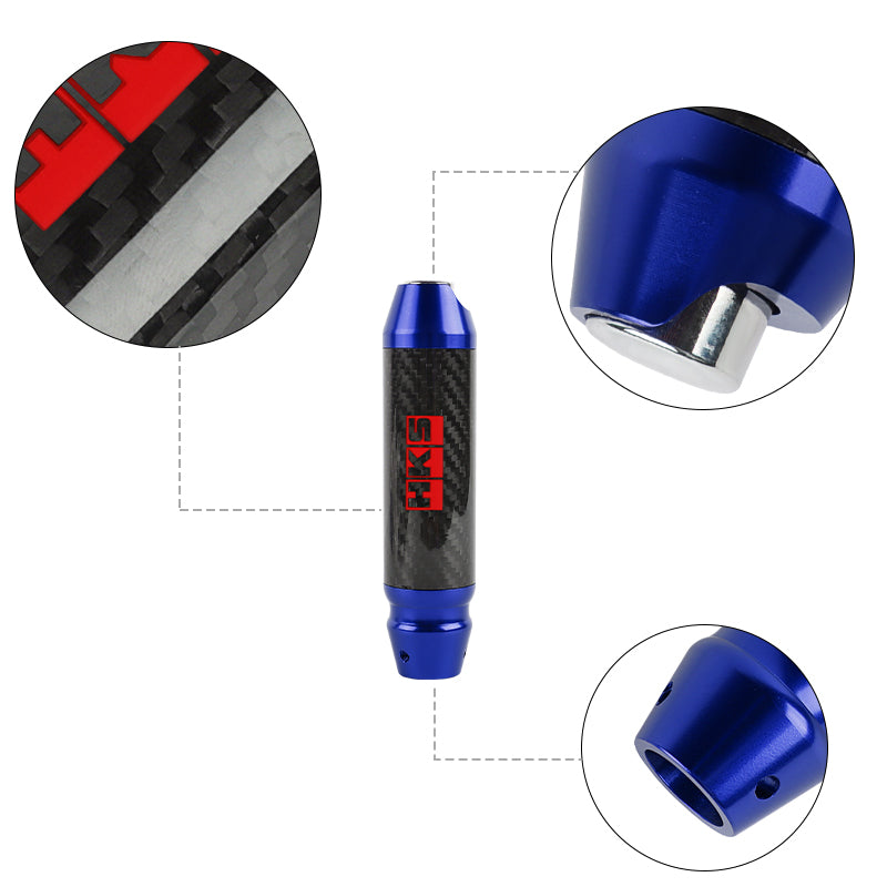 Brand New HKS Universal Real Carbon Fiber Blue Aluminum Automatic Transmission Racing Gear Shift Knob