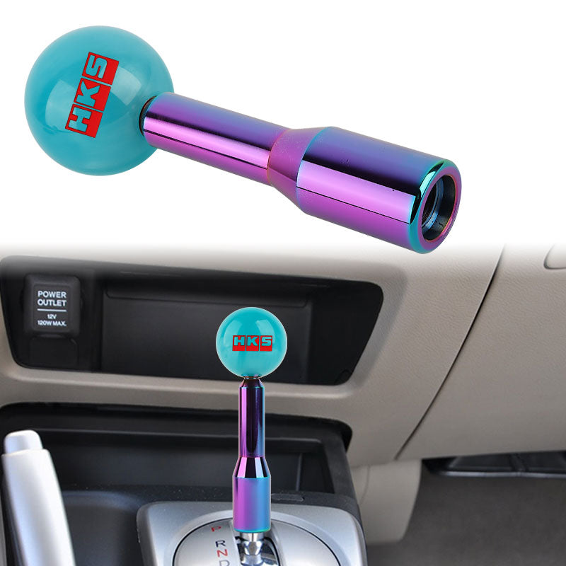 Brand New Universal HKS Pearl Teal Ball Manual Gear Stick Shift Knob M8 M10 M12 & Neo Chrome Shifter Extender Extension