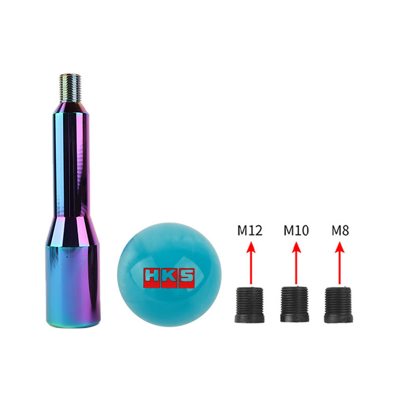 Brand New Universal HKS Pearl Teal Ball Manual Gear Stick Shift Knob M8 M10 M12 & Neo Chrome Shifter Extender Extension