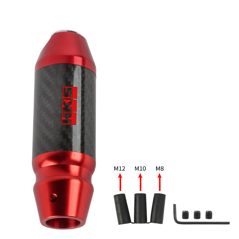 Brand New HKS Universal Real Carbon Fiber Red Aluminum Automatic Transmission Racing Gear Shift Knob