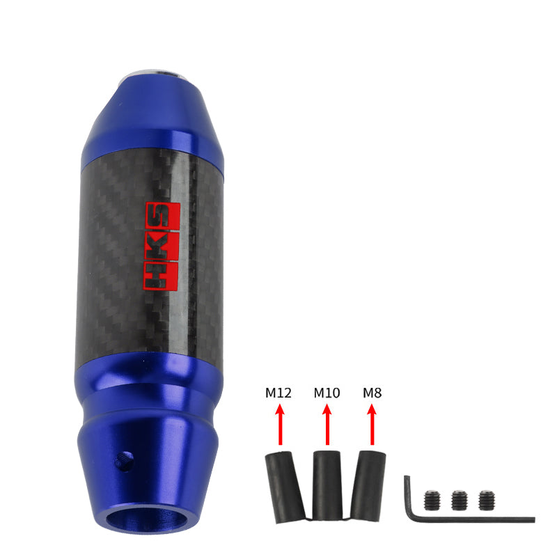 Brand New HKS Universal Real Carbon Fiber Blue Aluminum Automatic Transmission Racing Gear Shift Knob