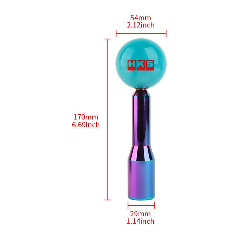 Brand New Universal HKS Pearl Teal Ball Manual Gear Stick Shift Knob M8 M10 M12 & Neo Chrome Shifter Extender Extension