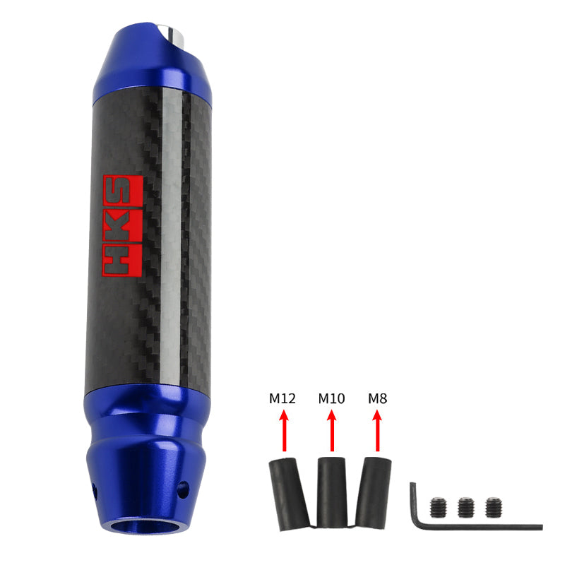 Brand New HKS Universal Real Carbon Fiber Blue Aluminum Automatic Transmission Racing Gear Shift Knob