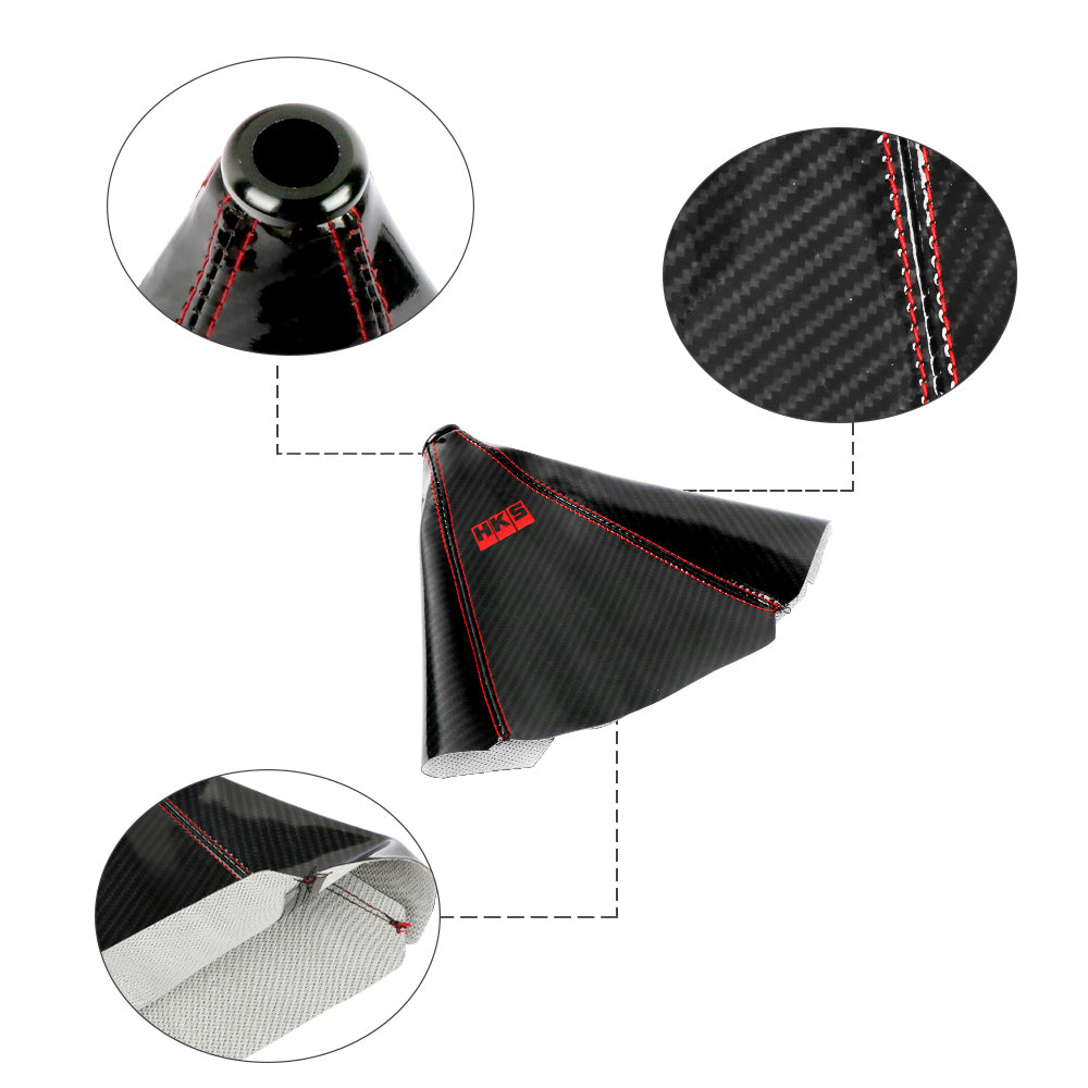 Brand New Universal HKS Carbon Fiber Leather PVC Style Black Stitch Leather Gear Manual Shifter Shift Knob Boot