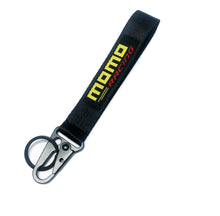 Load image into Gallery viewer, BRAND New JDM Momo Black Racing Keychain Metal key Ring Hook Strap Lanyard Universal